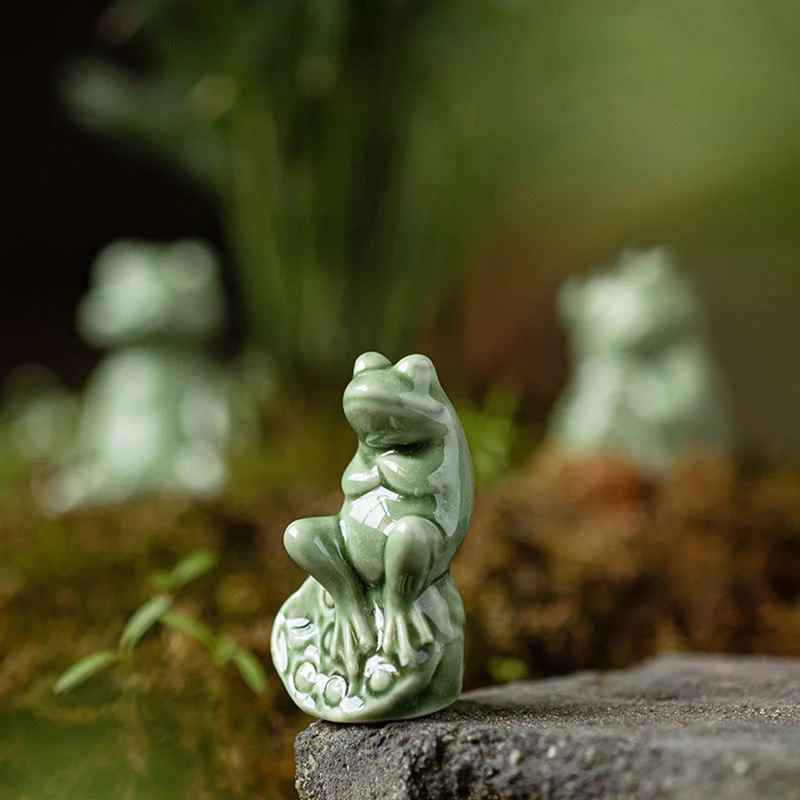 Buddha Stones Mini Piccolo Meditazione Loto Riposo Rana Ceramica Ricchezza Fortuna Casa Tè Animale Domestico Figurina Decorazione - Image 11