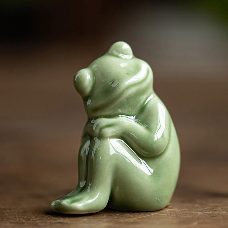 Buddha Stones Mini Piccolo Meditazione Loto Riposo Rana Ceramica Ricchezza Fortuna Casa Tè Animale Domestico Figurina Decorazione - Image 12