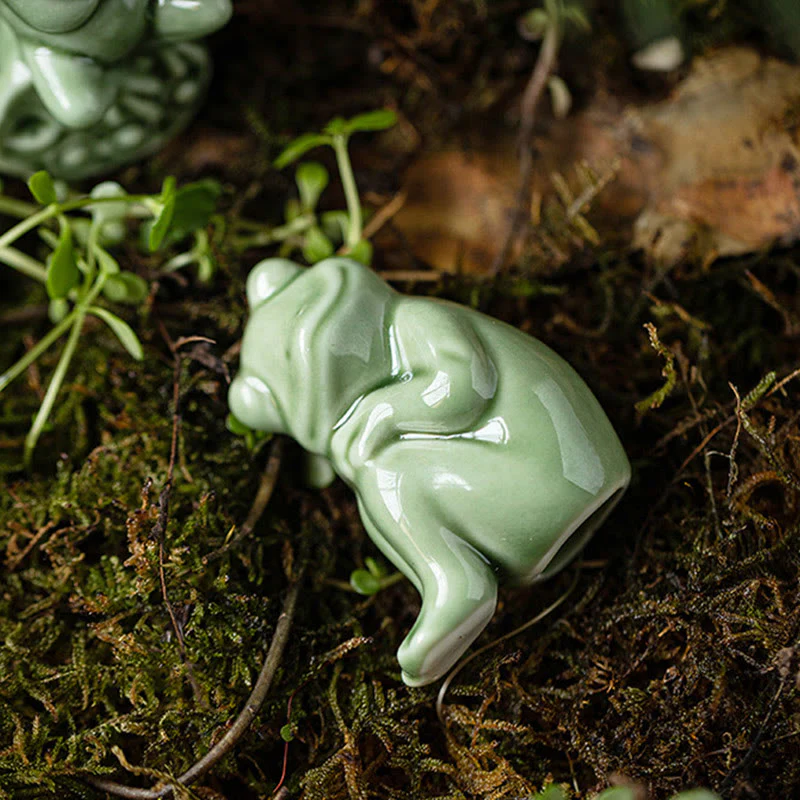 Buddha Stones Mini Piccolo Meditazione Loto Riposo Rana Ceramica Ricchezza Fortuna Casa Tè Animale Domestico Figurina Decorazione - Image 14