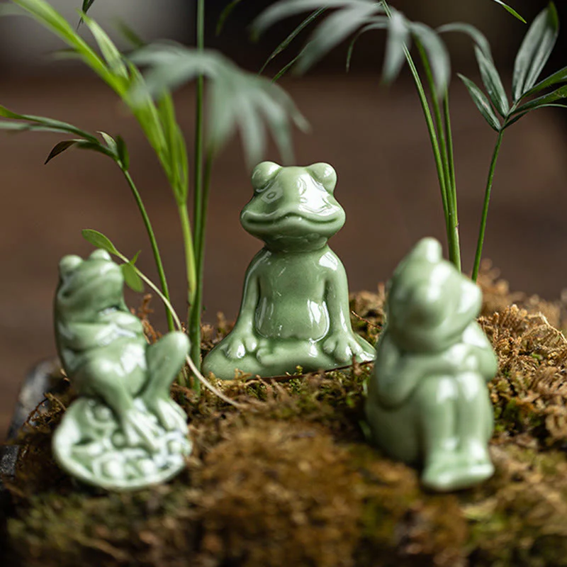 Buddha Stones Mini Piccolo Meditazione Loto Riposo Rana Ceramica Ricchezza Fortuna Casa Tè Animale Domestico Figurina Decorazione - Image 17