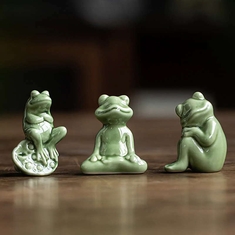 Buddha Stones Mini Piccolo Meditazione Loto Riposo Rana Ceramica Ricchezza Fortuna Casa Tè Animale Domestico Figurina Decorazione - Image 18