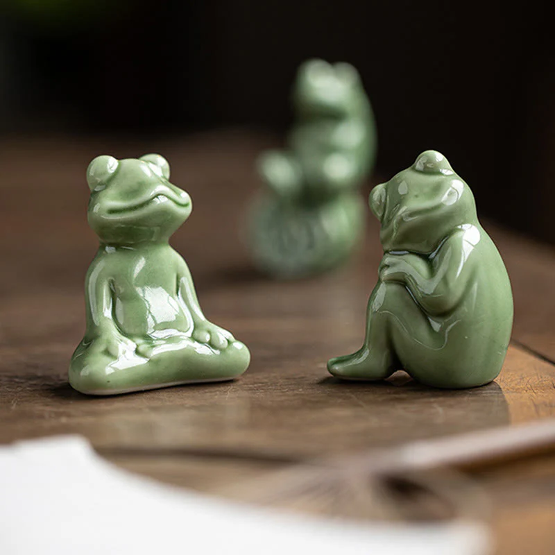 Buddha Stones Mini Piccolo Meditazione Loto Riposo Rana Ceramica Ricchezza Fortuna Casa Tè Animale Domestico Figurina Decorazione - Image 19