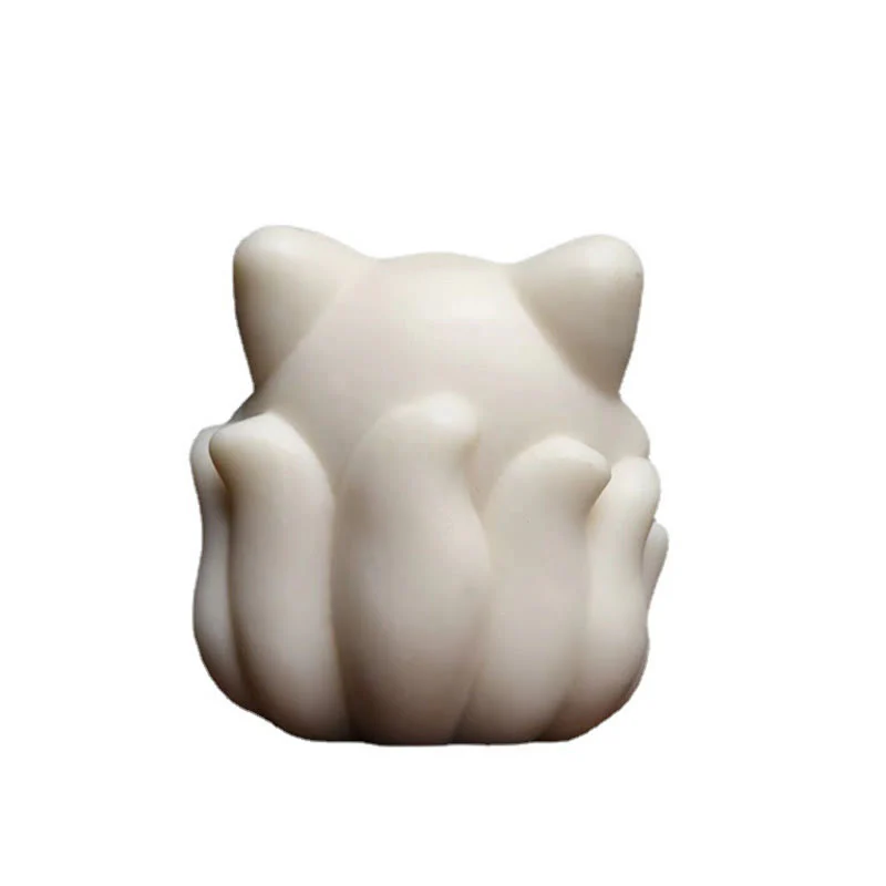 Buddha Stones Mini Volpe a nove code Avorio Frutto Sandalo Sandalo verde Decorazione di benedizione - Image 10