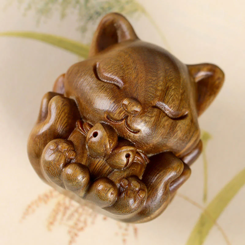 Buddha Stones Mini Volpe a nove code Avorio Frutto Sandalo Sandalo verde Decorazione di benedizione - Image 18