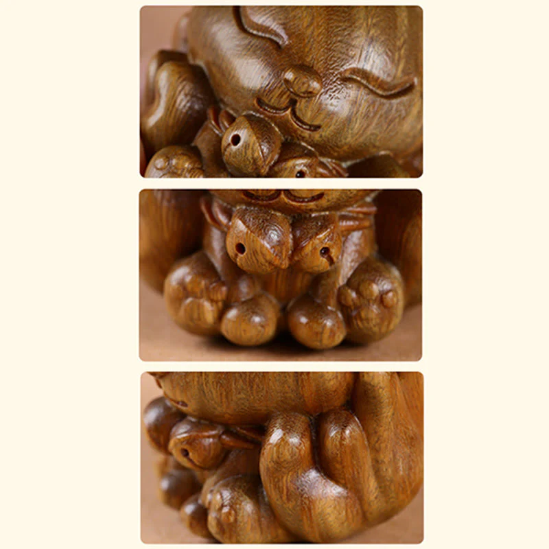 Buddha Stones Mini Volpe a nove code Avorio Frutto Sandalo Sandalo verde Decorazione di benedizione - Image 23