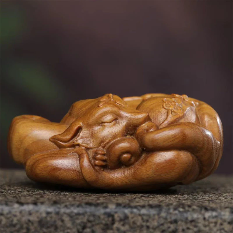 Decorazione da appendere all'auto, in legno di sandalo verde, Buddha Stones, mini volpe a nove code, decorazione per la pace. - Image 4