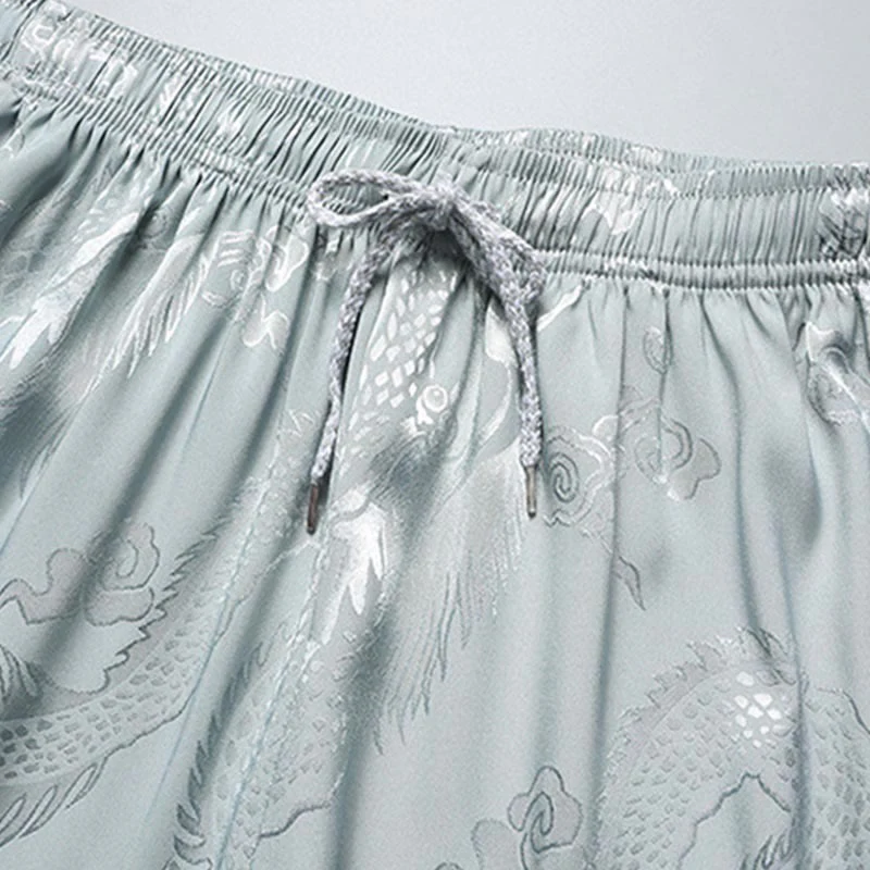 Buddha Stones Modello di drago Abito Tang Hanfu Uniforme tradizionale Maniche corte Pantaloni Abbigliamento Set da uomo - Image 9