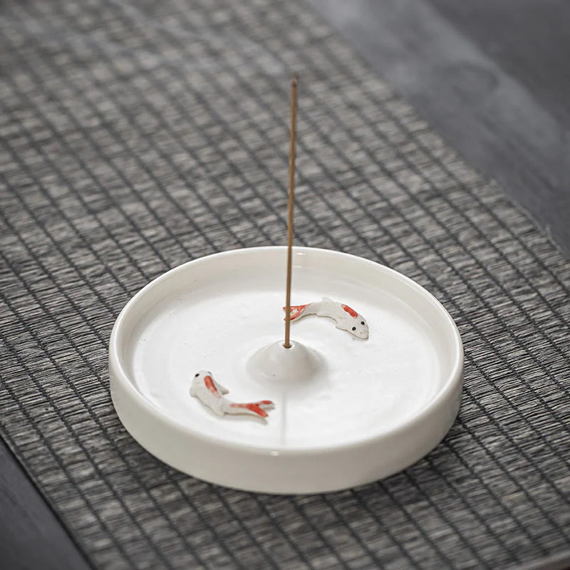 Buddha Stones Modello di pesce Koi Decorazione per bruciatore di incenso in ceramica con guarigione spirituale - Image 9
