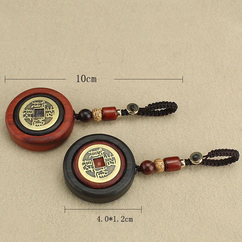 Buddha Stones Moneta di rame Attrae ricchezza Legno di ebano Sandalo rosso Fortuna Portachiavi Decorazione - Image 11