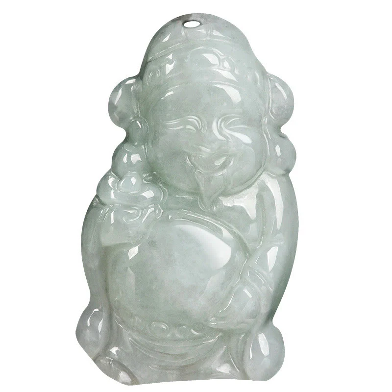 Buddha Stones Natural Jade Cinese Dio della Ricchezza Caishen Lingotto Fortuna Collana Pendente - Image 10