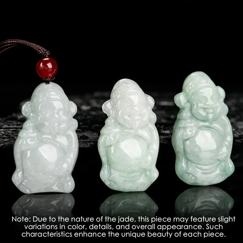 Buddha Stones Natural Jade Cinese Dio della Ricchezza Caishen Lingotto Fortuna Collana Pendente - Image 5