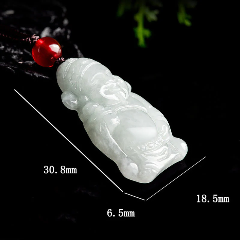 Buddha Stones Natural Jade Cinese Dio della Ricchezza Caishen Lingotto Fortuna Collana Pendente - Image 9