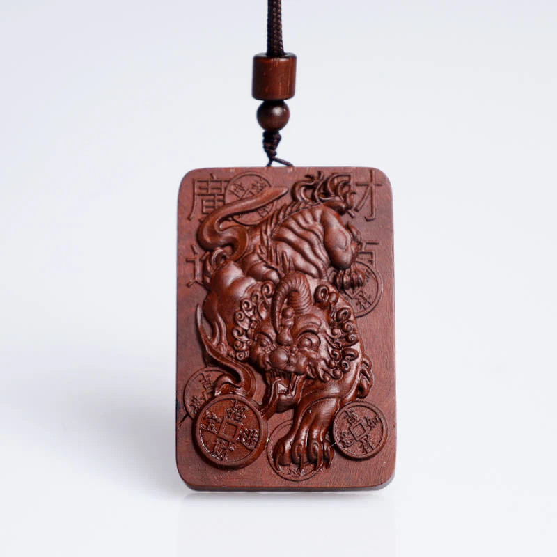 Buddha Stones Naturale Fulmine Colpito Giuggiola Legno PiXiu Moneta di Rame Collana Pendente Portafortuna - Image 10