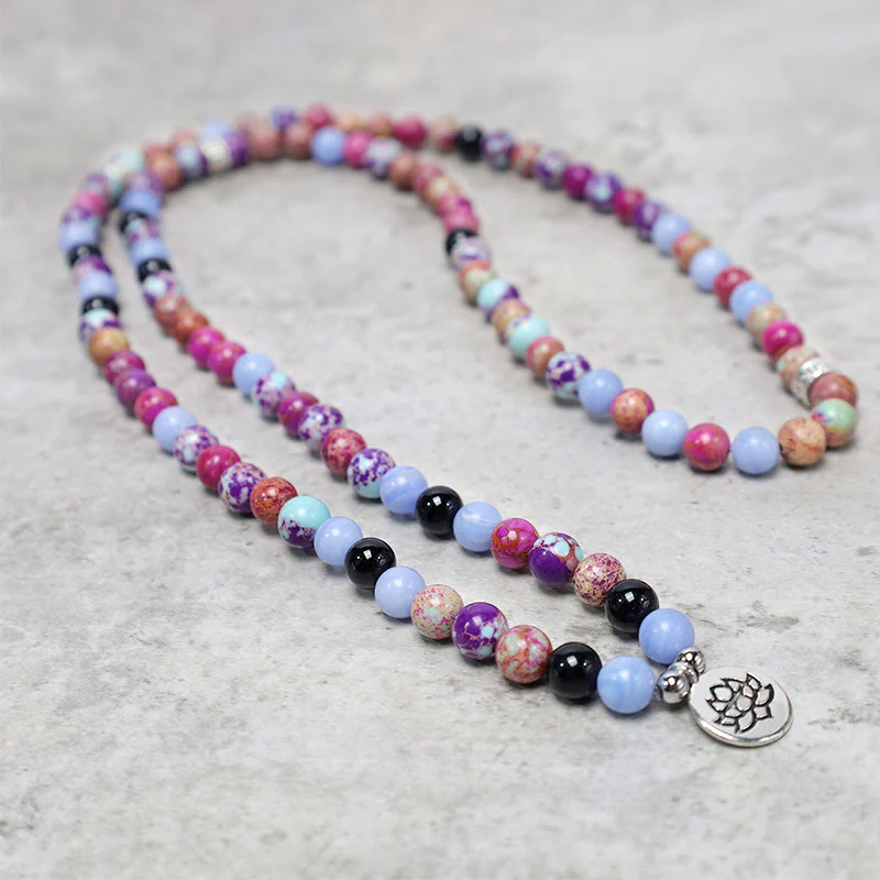 Buddha Stones naturali viola Miano vera pietra di loto Mala - Image 3