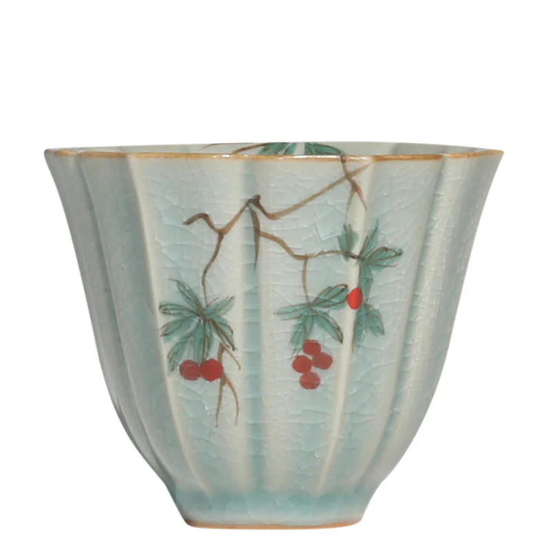 Buddha Stones Nespolo giapponese Corniolo Biancospino Morning Glory Tazza da tè in ceramica Tazza da tè Kung Fu - Image 10