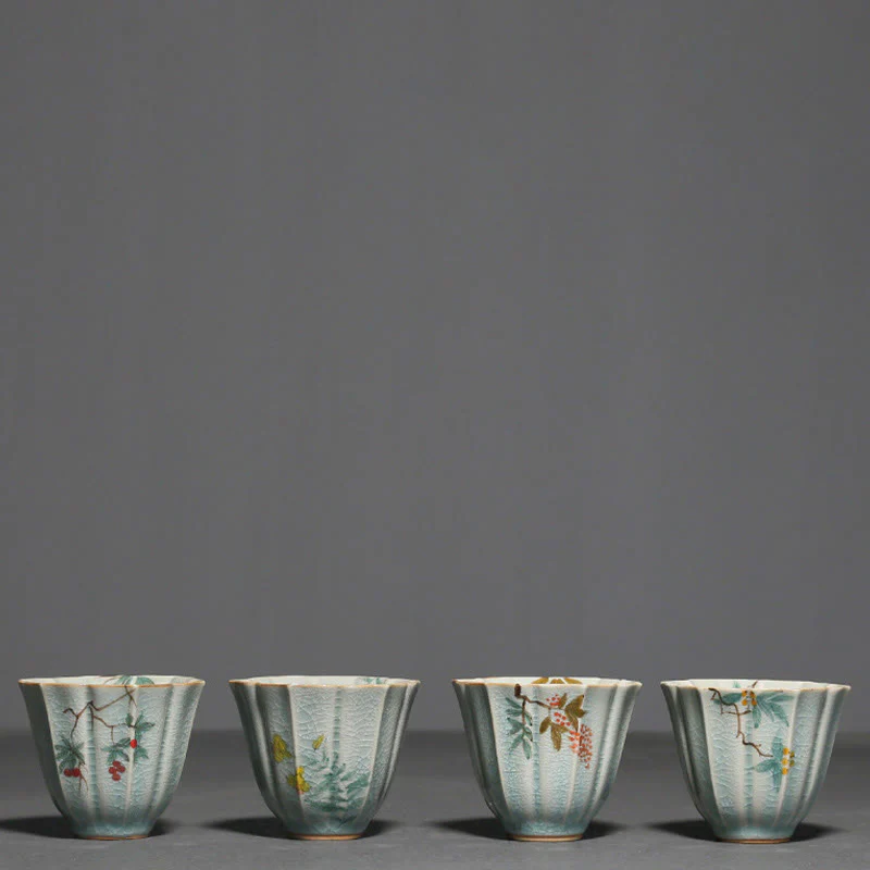 Buddha Stones Nespolo giapponese Corniolo Biancospino Morning Glory Tazza da tè in ceramica Tazza da tè Kung Fu - Image 15