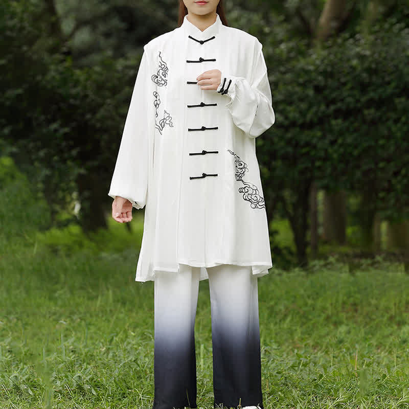 Buddha Stones Nuvole di buon auspicio Gradiente Meditazione Preghiera Spirituale Zen Tai Chi Qigong Pratica Set di abbigliamento da donna - Image 10