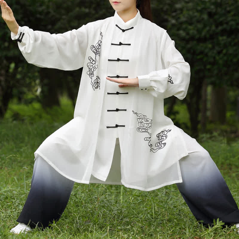 Buddha Stones Nuvole di buon auspicio Gradiente Meditazione Preghiera Spirituale Zen Tai Chi Qigong Pratica Set di abbigliamento da donna - Image 4