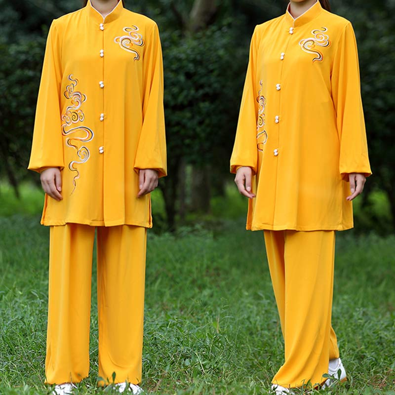Buddha Stones Nuvole di buon auspicio Ricamo Meditazione Preghiera Spirituale Zen Tai Chi Qigong Pratica Set di abbigliamento unisex - Image 10