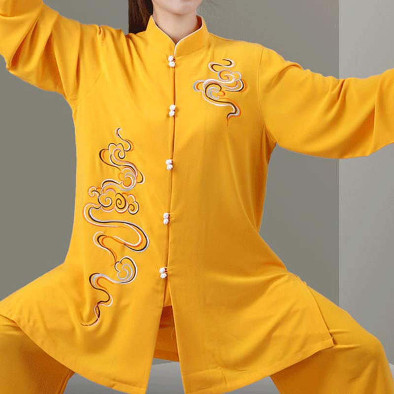 Buddha Stones Nuvole di buon auspicio Ricamo Meditazione Preghiera Spirituale Zen Tai Chi Qigong Pratica Set di abbigliamento unisex - Image 12