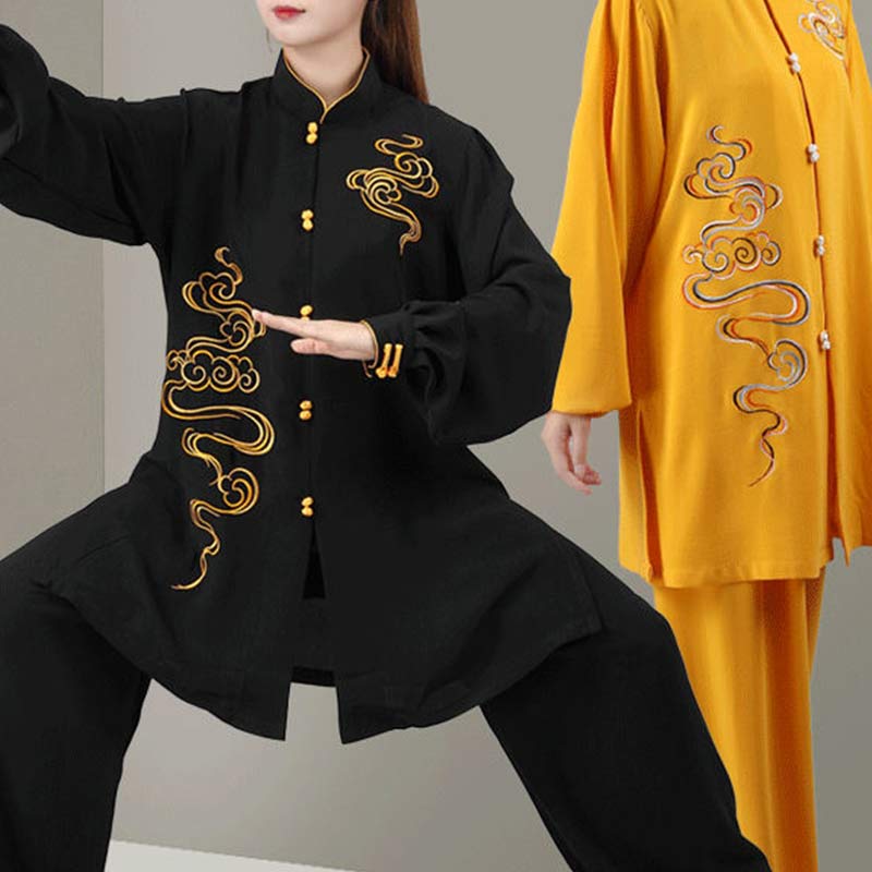 Buddha Stones Nuvole di buon auspicio Ricamo Meditazione Preghiera Spirituale Zen Tai Chi Qigong Pratica Set di abbigliamento unisex - Image 21