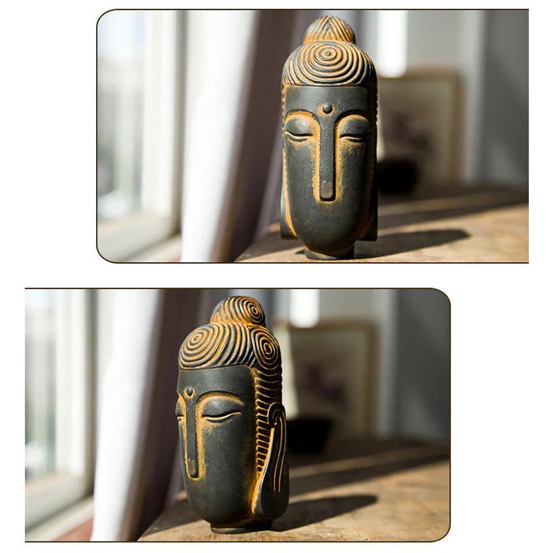 Buddha Stones Occhi Chiusi Buddha in Meditazione Statua in Resina Ruggine Polvere di Ferro Decorazione per la Casa - Image 12