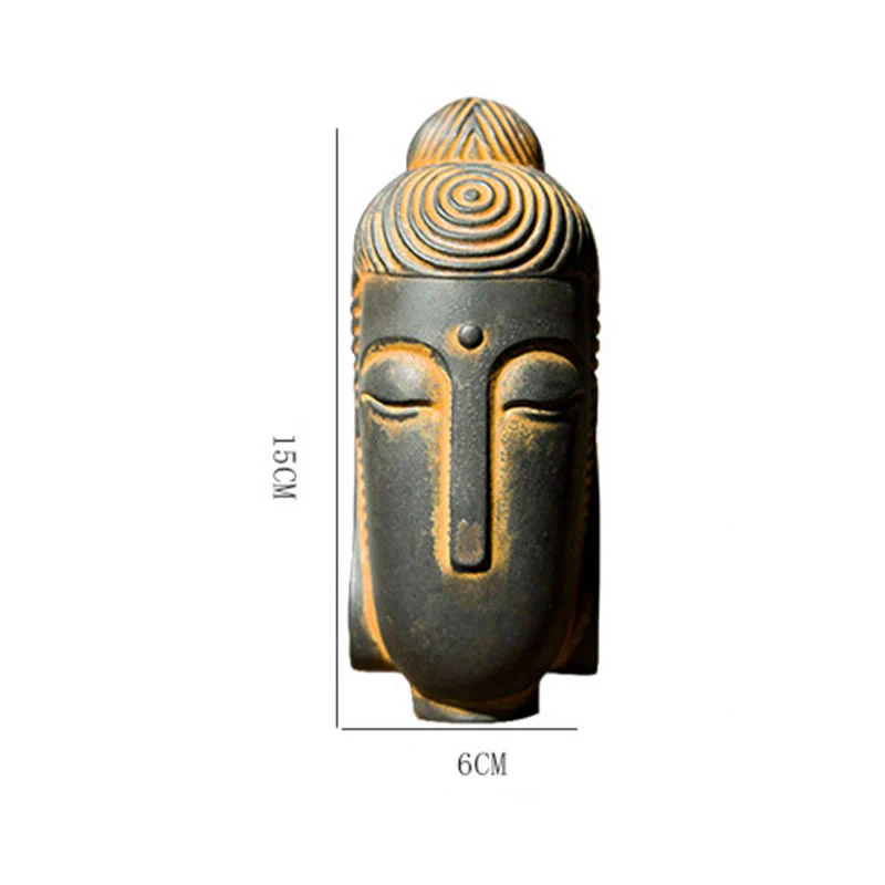 Buddha Stones Occhi Chiusi Buddha in Meditazione Statua in Resina Ruggine Polvere di Ferro Decorazione per la Casa - Image 13