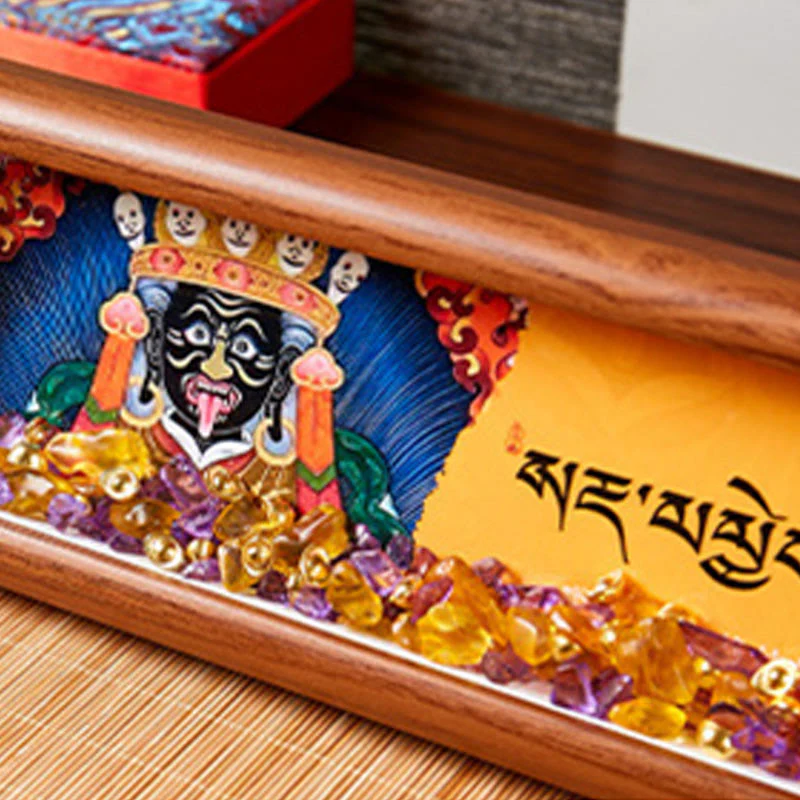 Buddha Stones Om Mani Padme Hum Buddha Lingotto dorato Thangka Cornice per foto Ornamento Decorazioni per la casa - Image 2