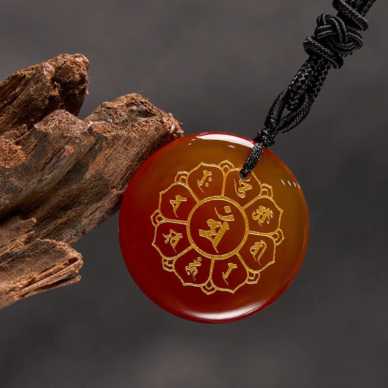 Buddha Stones Om Mani Padme Hum Naturale Vari Cristallo Ossidiana Nera Forza Collana Pendente - Image 25
