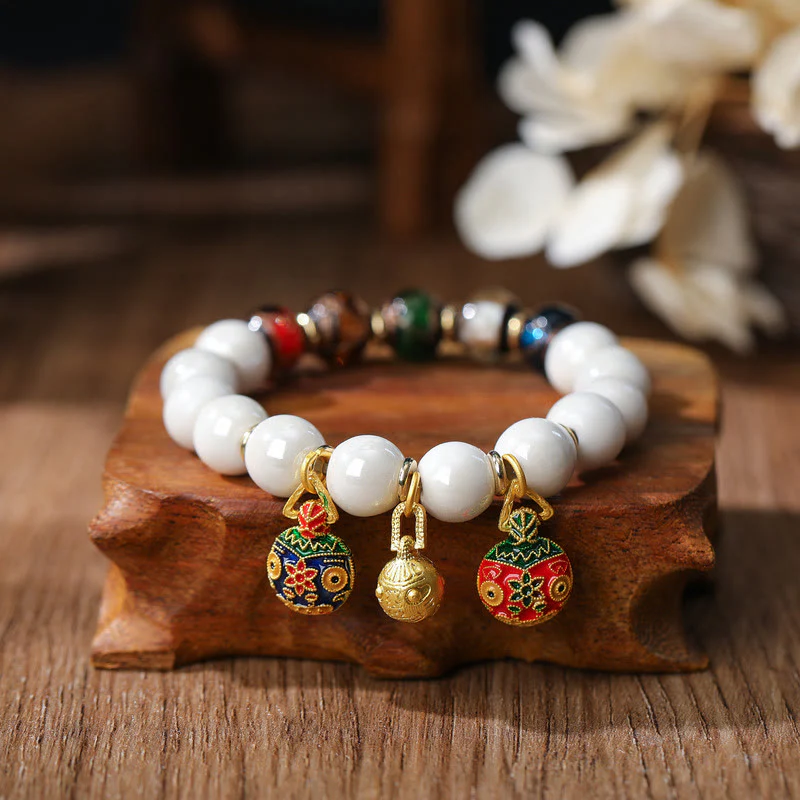 Buddha Stones Oro Deglutizione Bestia Famiglia Ciondolo Liuli Vetro Colorato Porcellana Perlina Braccialetto Fortuna - Image 11