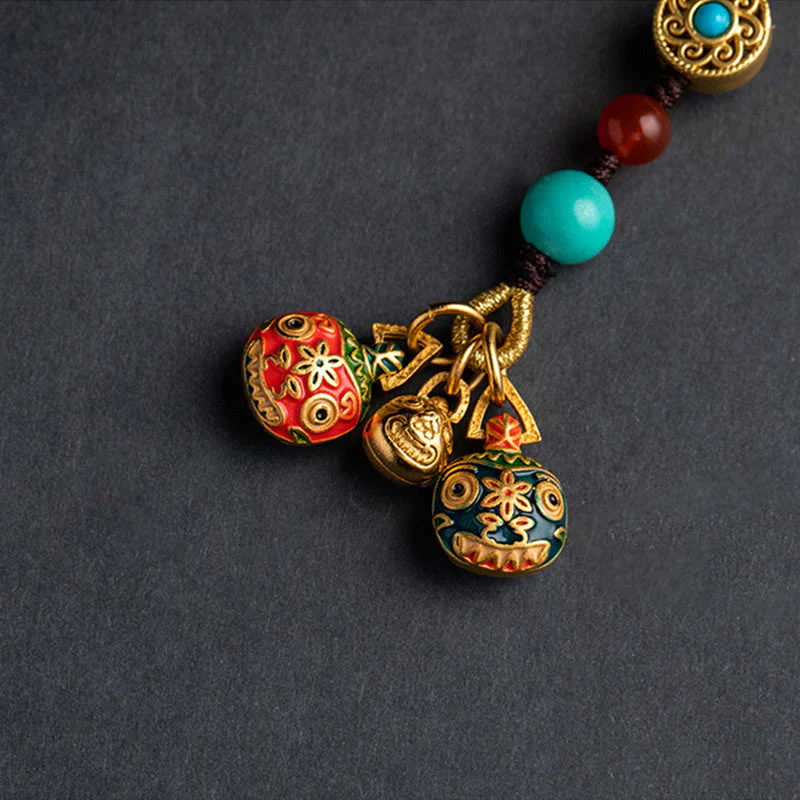 Buddha Stones Oro Ingoiare Bestia Famiglia Fortuna Portachiavi Auto Telefono Appeso Decorazione - Image 3