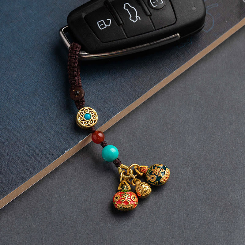 Buddha Stones Oro Ingoiare Bestia Famiglia Fortuna Portachiavi Auto Telefono Appeso Decorazione - Image 5