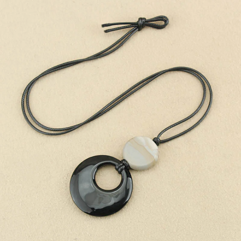 Buddha Stones Ossidiana nera Liuli Picture Stone Collana pendente in rame - Image 3