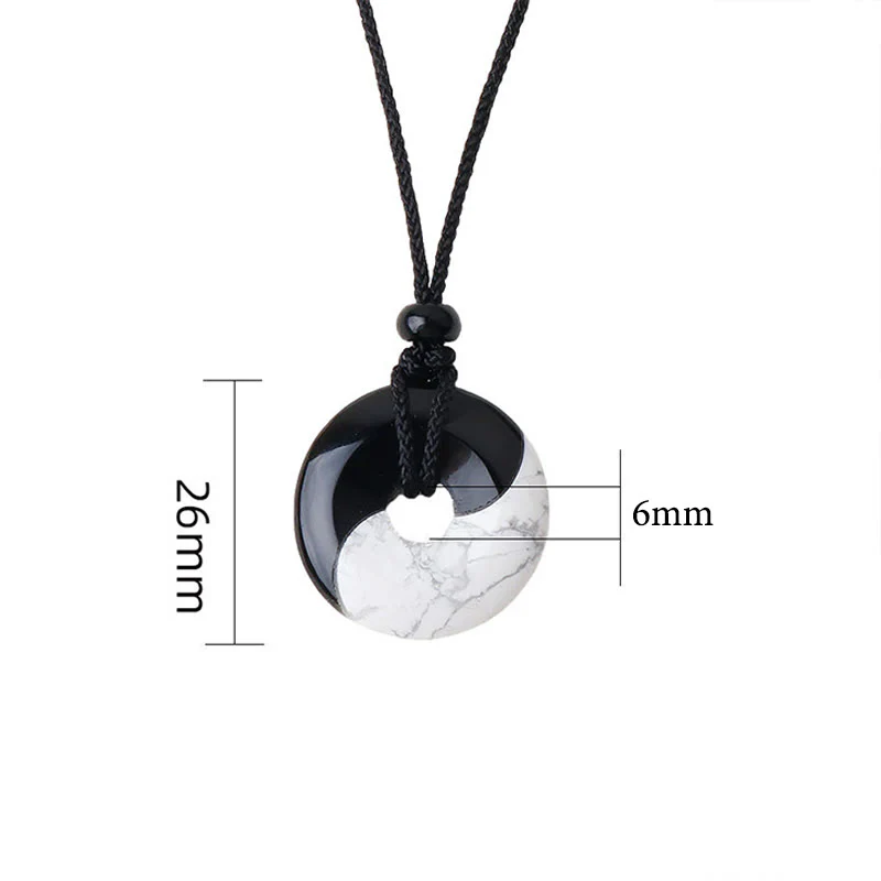 Buddha Stones Ossidiana nera naturale Turchese bianco Yin Yang Pace Fibbia Design Corda intrecciata Forza Collana Pendente - Image 10