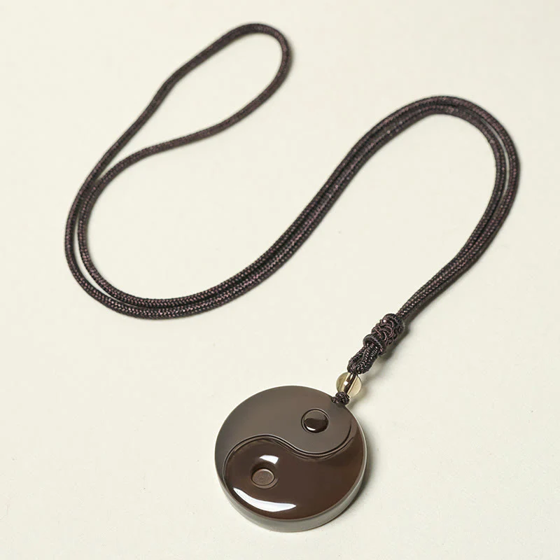 Buddha Stones Ossidiana nera Taoismo Cinque montagne sacre Mantra a nove caratteri Intagliato Purificazione Yin Yang Collana pendente - Image 20