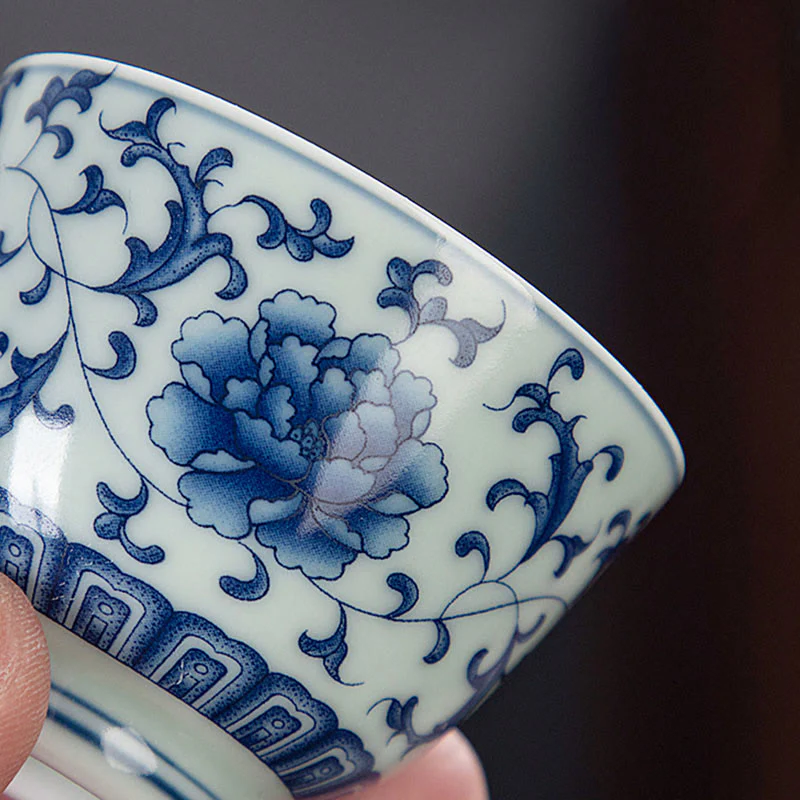 Buddha Stones Paesaggio blu Montagne Loto Gatto carino Padiglioni Magnolia Canna Aironi Tazza da tè in ceramica Piccola tazza da tè Kung Fu - Image 6