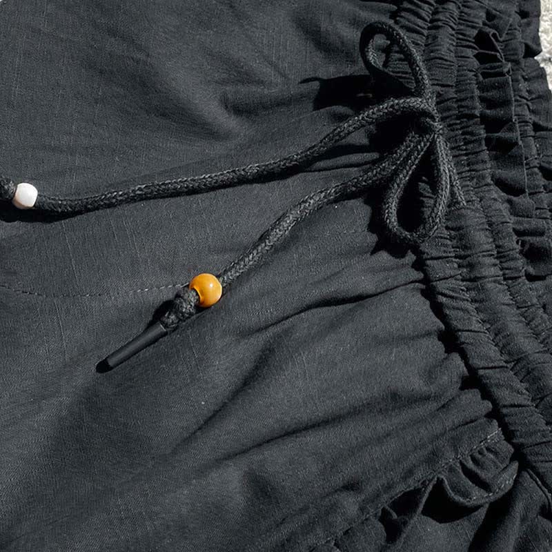 Buddha Stones Pantaloncini estivi da donna con coulisse, volant e vita elasticizzata, con tasche. - Image 11