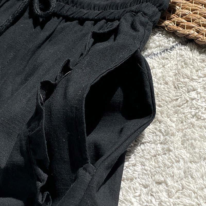 Buddha Stones Pantaloncini estivi da donna con coulisse, volant e vita elasticizzata, con tasche. - Image 12