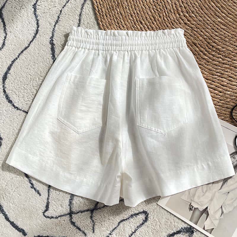 Buddha Stones Pantaloncini estivi da donna con coulisse, volant e vita elasticizzata, con tasche. - Image 15