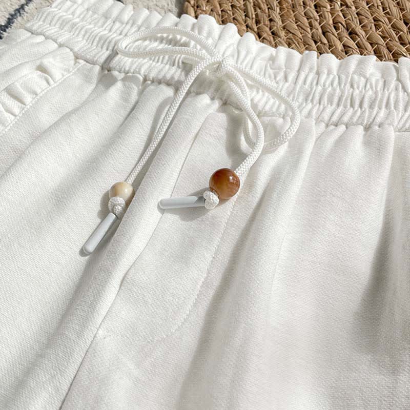 Buddha Stones Pantaloncini estivi da donna con coulisse, volant e vita elasticizzata, con tasche. - Image 18