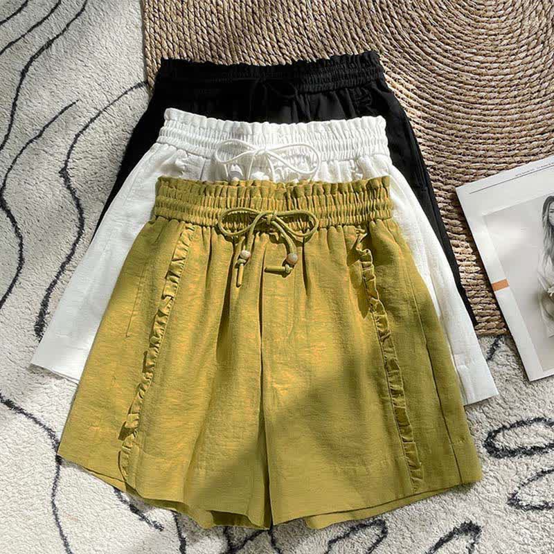 Buddha Stones Pantaloncini estivi da donna con coulisse, volant e vita elasticizzata, con tasche. - Image 26