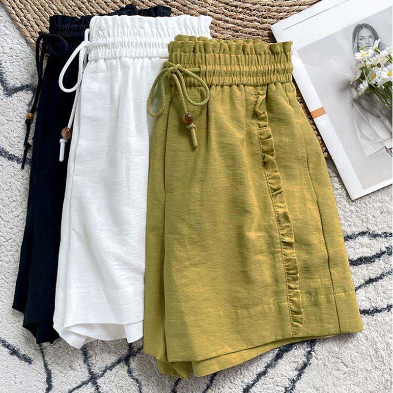 Buddha Stones Pantaloncini estivi da donna con coulisse, volant e vita elasticizzata, con tasche. - Image 28