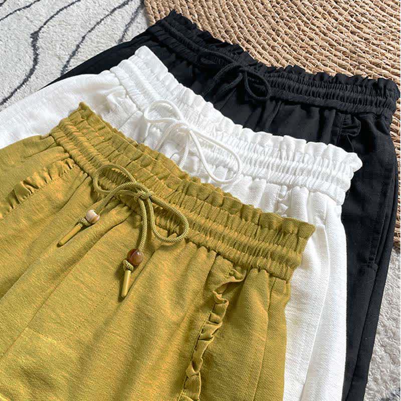 Buddha Stones Pantaloncini estivi da donna con coulisse, volant e vita elasticizzata, con tasche. - Image 29