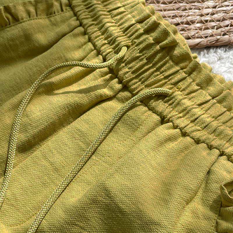 Buddha Stones Pantaloncini estivi da donna con coulisse, volant e vita elasticizzata, con tasche. - Image 3