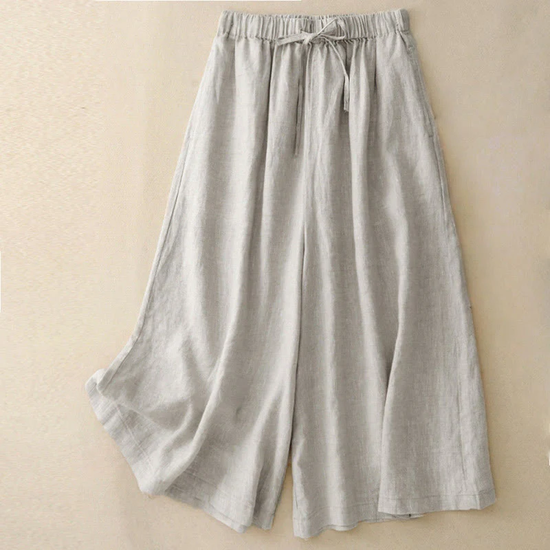 Buddha Stones Pantaloni Capri corti estivi da donna con elastico in vita e tasche, a gamba larga - Image 17