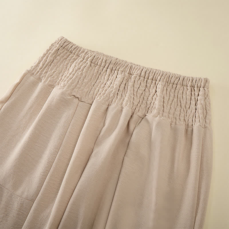 Buddha Stones Pantaloni da donna estivi a gamba larga, lunghi fino alla caviglia, con vita alta elasticizzata. - Image 2