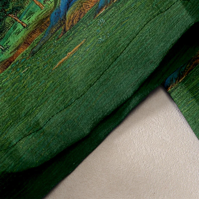Buddha Stones Pantaloni da donna in puro cotone con elastico in vita e tasche, fantasia paesaggistica naturale. - Image 3