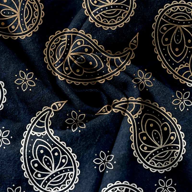 Buddha Stones Pantaloni da donna in puro cotone con elegante fantasia paisley, elastico in vita e tasche. - Image 4