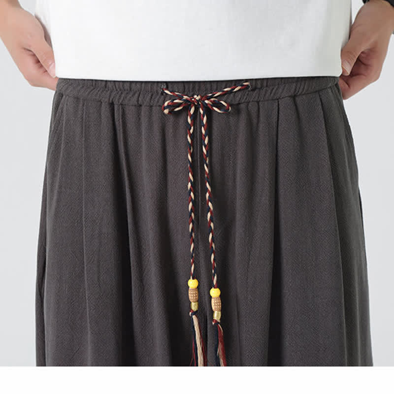 Buddha Stones Pantaloni da uomo estivi a gamba dritta, lunghezza alla caviglia, tinta unita, con coulisse, per l'estate. - Image 14