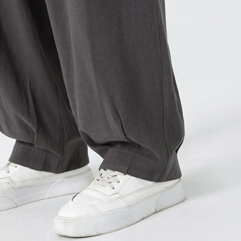 Buddha Stones Pantaloni da uomo estivi a gamba dritta, lunghezza alla caviglia, tinta unita, con coulisse, per l'estate. - Image 17